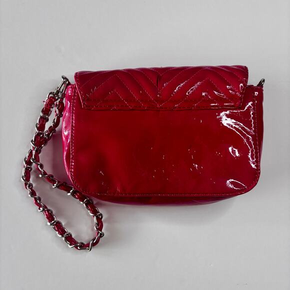 Big Buddha Hot Pink Patent Leather Quilted Purse Short & Long Chain AS IS - Picture 12 of 15